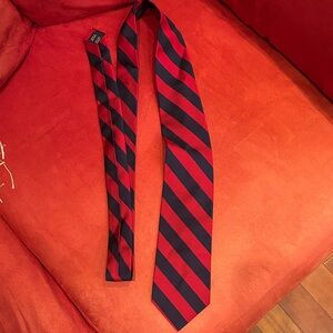 Jos. A. Bank Red and Navy Diagonal Stripe Silk Tie